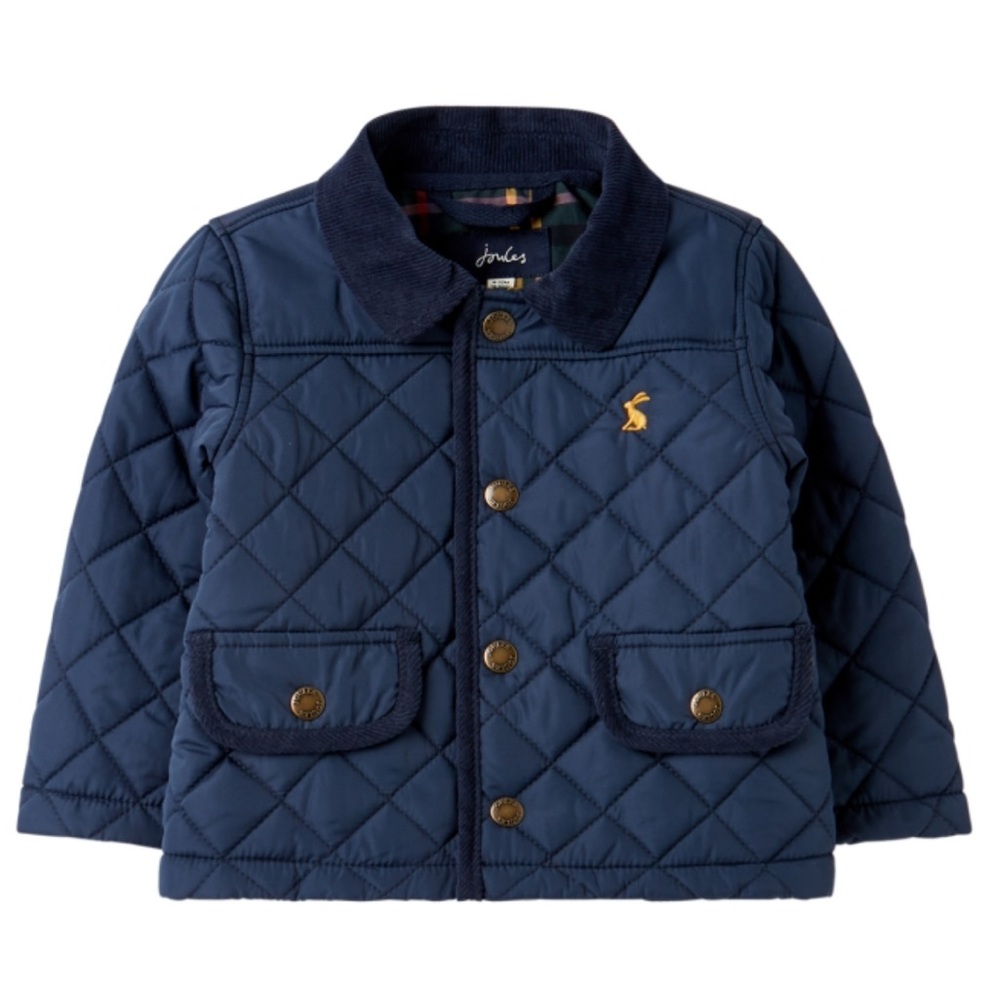 Like New Joules Baby Boys Quilted Jacket, Navy, size 18-24 months.